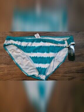 Lauren Teal Stripe Bikini Bottoms